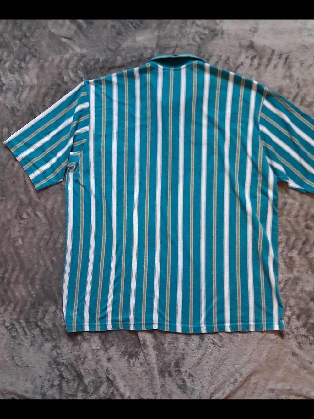 Vintage Chip Beck Men's  Striped Teal Polo Shirt with Chest Pocket Made In USA - Picture 3 of 6